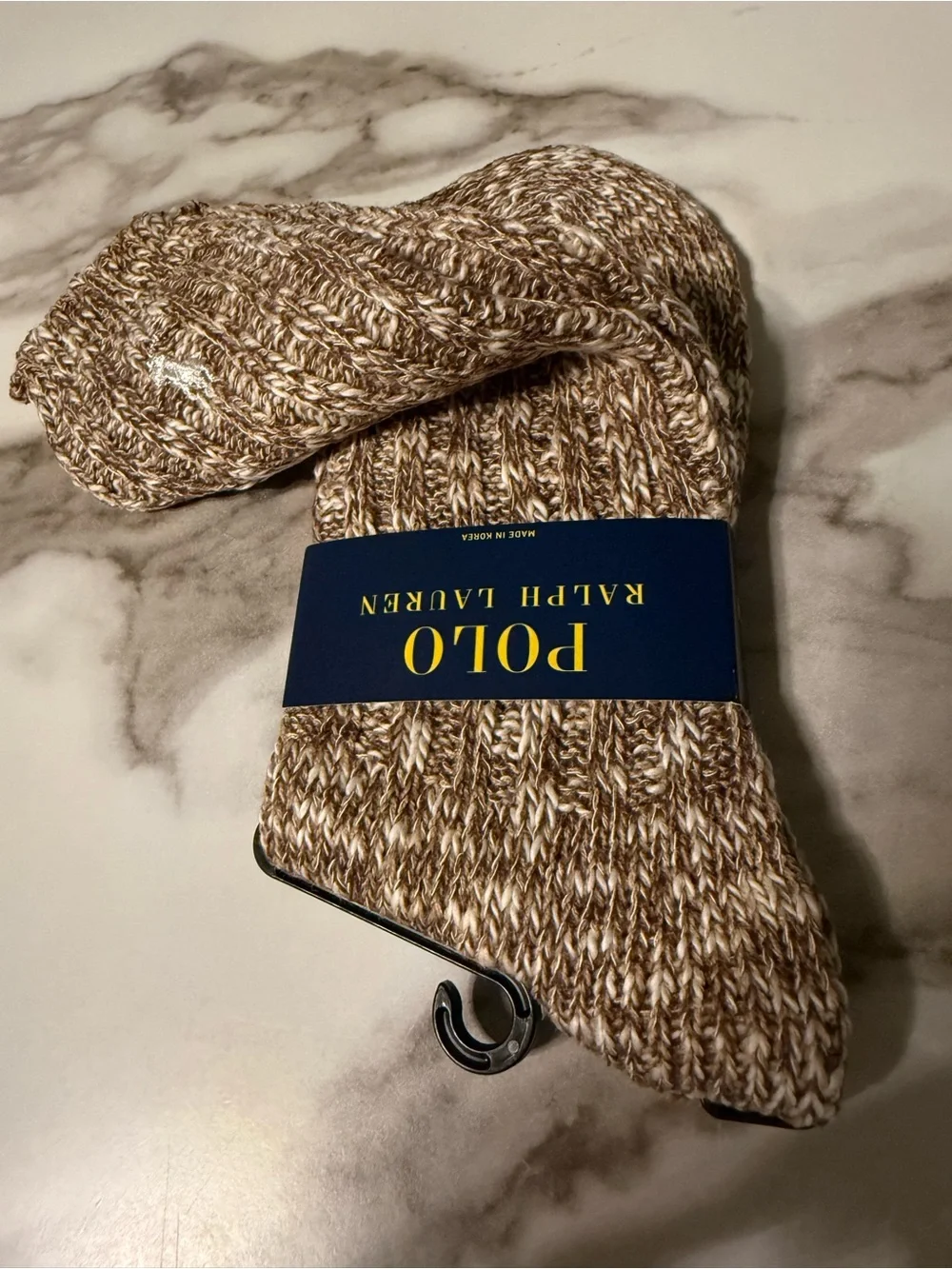 Polo Ralph Lauren Brown Marled Boot Socks Cozy Winter Cabin Style